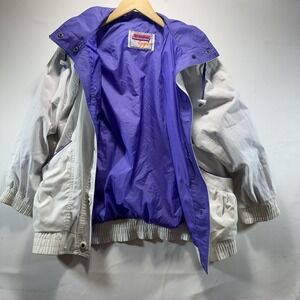 Vintage IZZI Windbreaker Jacket 80s 90s Colorblock White Purple L